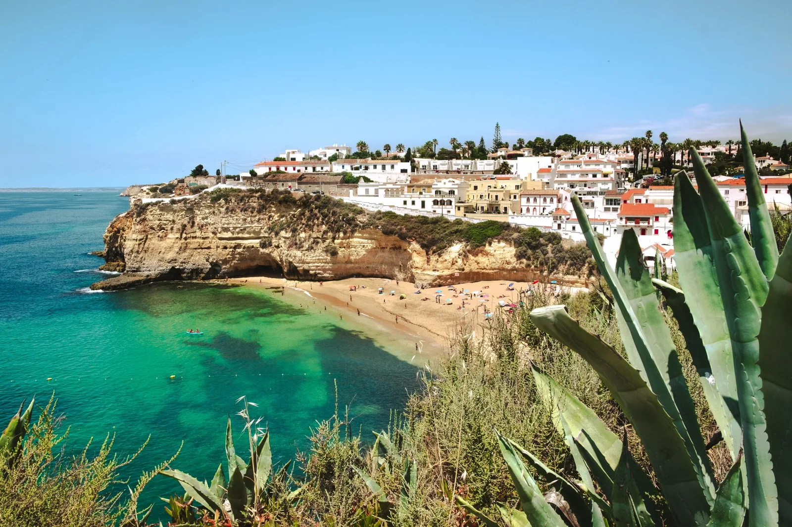 Carvoeiro beach and cliffs on the Algarve