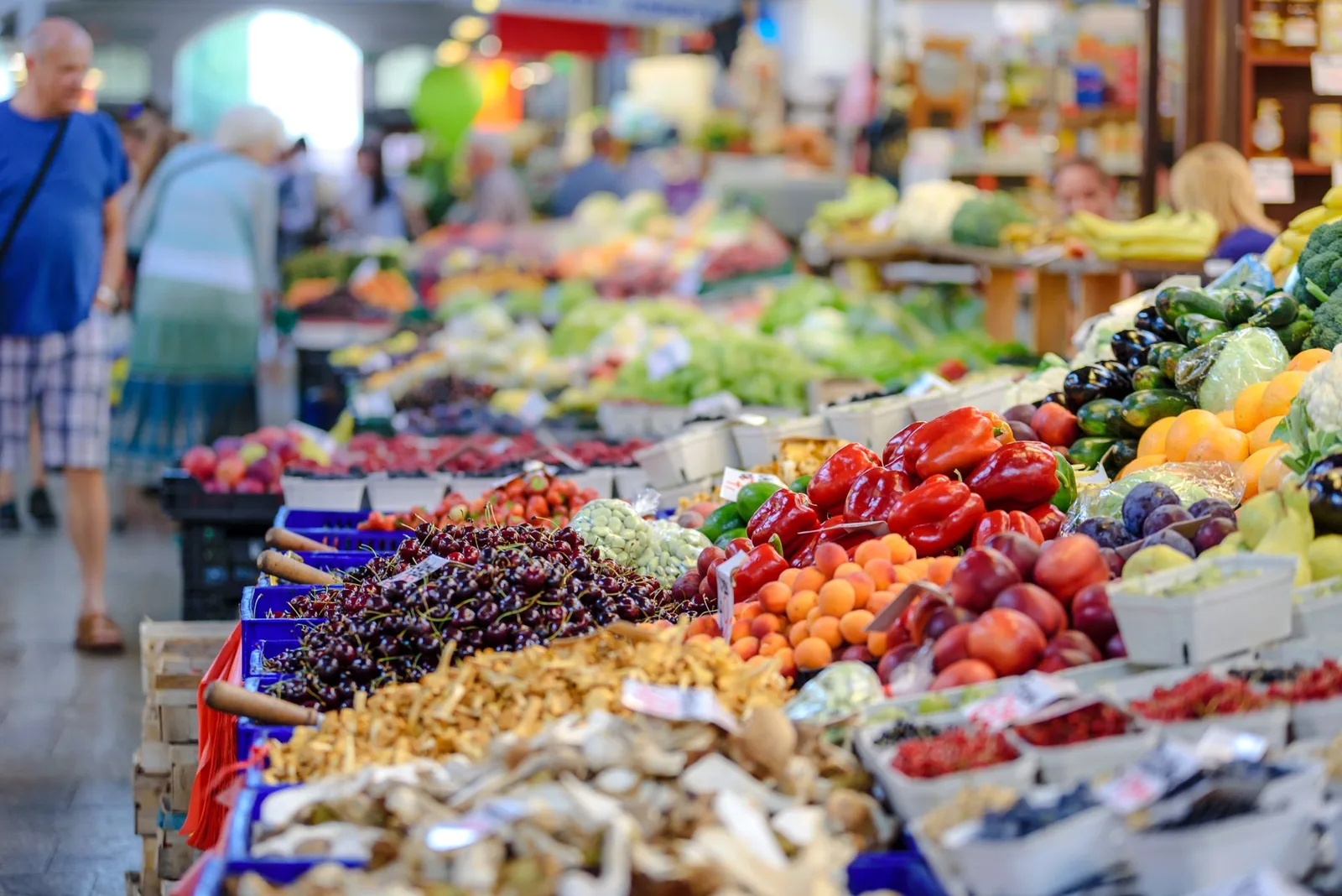 Fresh fruit and vegetables at a local market