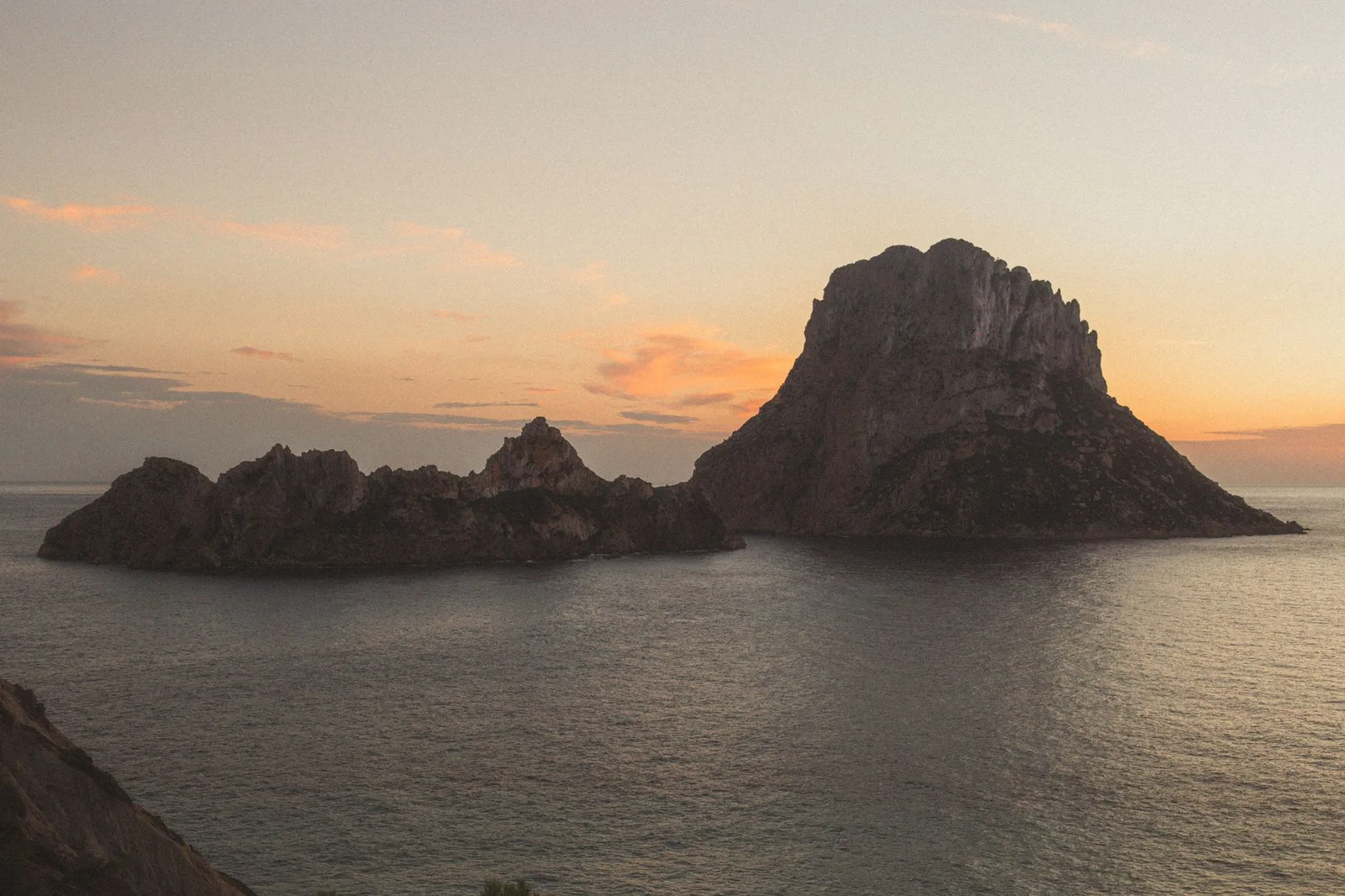 Es Vedra island off the coast of Ibiza at sunset