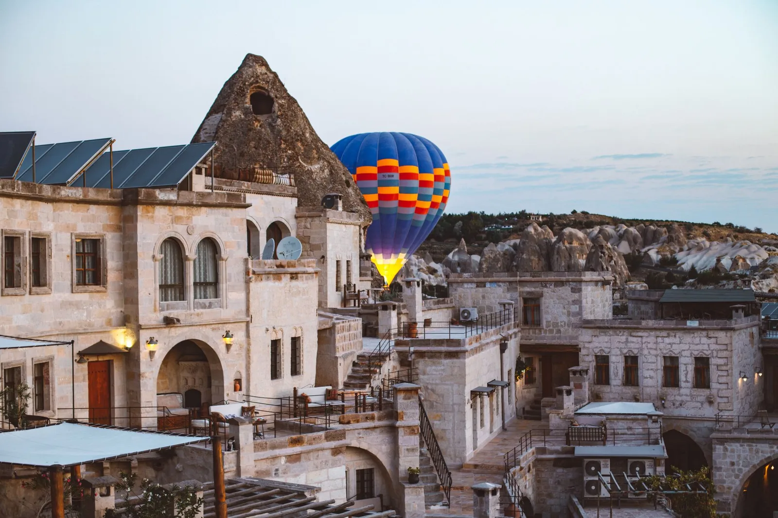 A cave hotel and hot air balloon in Cappadocia